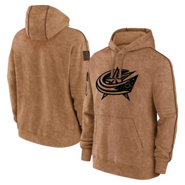 Men's Columbus Blue Jackets 2023 Salute to Service Club Pullover Hoodie - Brown