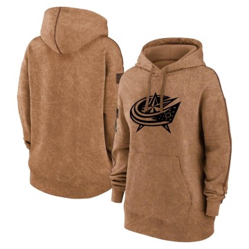 Women's Columbus Blue Jackets 2023 Salute to Service Pullover Hoodie - Brown