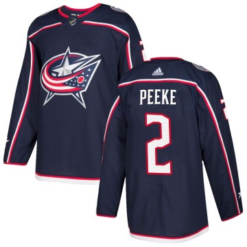 Authentic Adidas Men's Andrew Peeke Columbus Blue Jackets Home Jersey - Navy