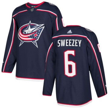 Authentic Adidas Men's Billy Sweezey Columbus Blue Jackets Home Jersey - Navy