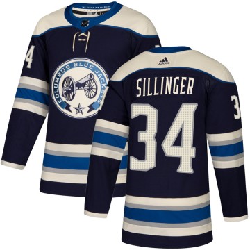 Authentic Adidas Men's Cole Sillinger Columbus Blue Jackets Alternate Jersey - Navy