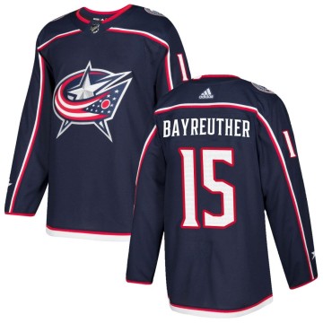 Authentic Adidas Men's Gavin Bayreuther Columbus Blue Jackets Home Jersey - Navy