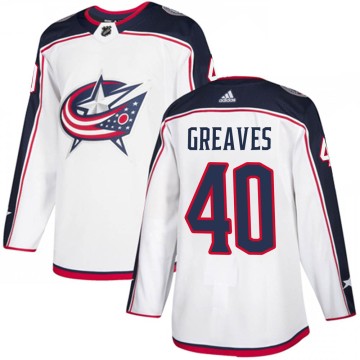 Authentic Adidas Men's Jet Greaves Columbus Blue Jackets Away Jersey - White