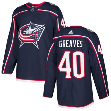 Authentic Adidas Men's Jet Greaves Columbus Blue Jackets Home Jersey - Navy