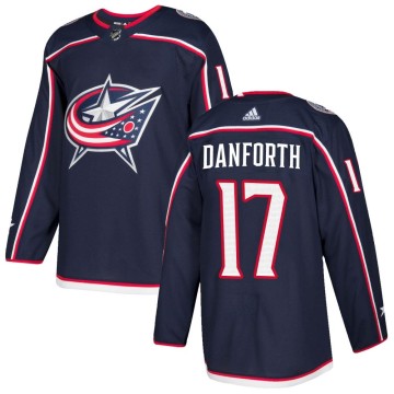 Authentic Adidas Men's Justin Danforth Columbus Blue Jackets Home Jersey - Navy