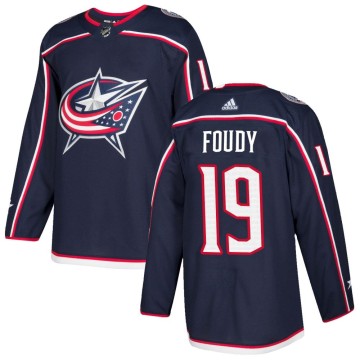 Authentic Adidas Men's Liam Foudy Columbus Blue Jackets Home Jersey - Navy