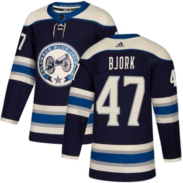 Authentic Adidas Men's Marcus Bjork Columbus Blue Jackets Alternate Jersey - Navy