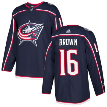 Authentic Adidas Men's Mike Brown Columbus Blue Jackets Navy Home Jersey - Brown
