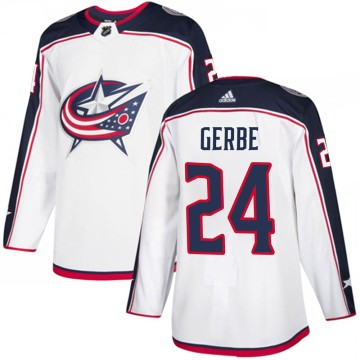 Authentic Adidas Men's Nathan Gerbe Columbus Blue Jackets Away Jersey - White