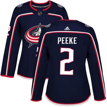 Authentic Adidas Women's Andrew Peeke Columbus Blue Jackets Home Jersey - Navy