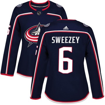 Authentic Adidas Women's Billy Sweezey Columbus Blue Jackets Home Jersey - Navy