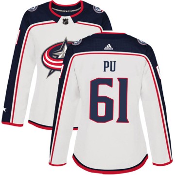 Authentic Adidas Women's Cliff Pu Columbus Blue Jackets Away Jersey - White