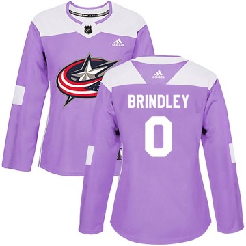 Authentic Adidas Women's Gavin Brindley Columbus Blue Jackets Fights Cancer Practice Jersey - Purple