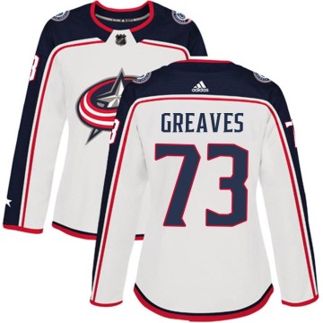 Authentic Adidas Women's Jet Greaves Columbus Blue Jackets Away Jersey - White