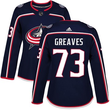 Authentic Adidas Women's Jet Greaves Columbus Blue Jackets Home Jersey - Navy