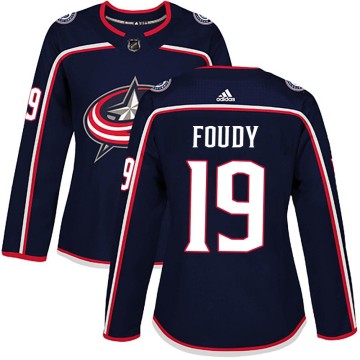 Authentic Adidas Women's Liam Foudy Columbus Blue Jackets Home Jersey - Navy