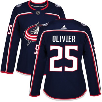 Authentic Adidas Women's Mathieu Olivier Columbus Blue Jackets Home Jersey - Navy