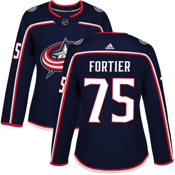 Authentic Adidas Women's Maxime Fortier Columbus Blue Jackets Home Jersey - Navy