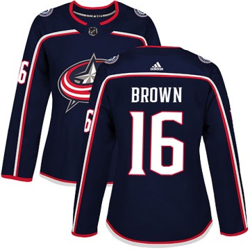 Authentic Adidas Women's Mike Brown Columbus Blue Jackets Navy Home Jersey - Brown