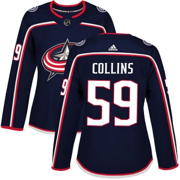 Authentic Adidas Women's Ryan Collins Columbus Blue Jackets Home Jersey - Navy