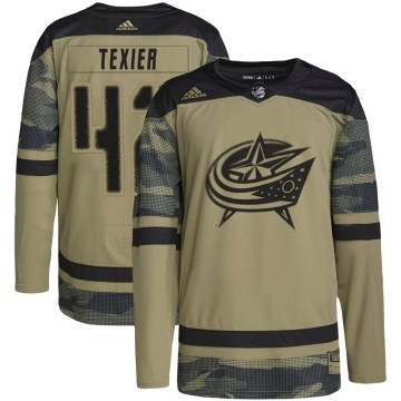 Authentic Adidas Youth Alexandre Texier Columbus Blue Jackets Military Appreciation Practice Jersey - Camo