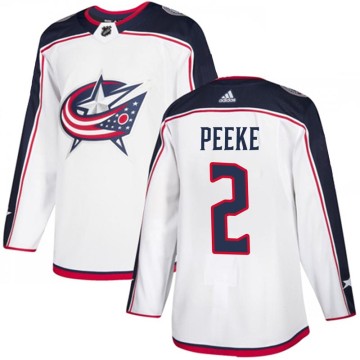 Authentic Adidas Youth Andrew Peeke Columbus Blue Jackets Away Jersey - White