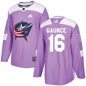 Authentic Adidas Youth Brendan Gaunce Columbus Blue Jackets Fights Cancer Practice Jersey - Purple