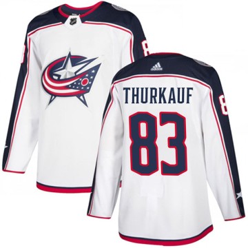 Authentic Adidas Youth Calvin Thurkauf Columbus Blue Jackets Away Jersey - White