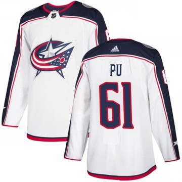Authentic Adidas Youth Cliff Pu Columbus Blue Jackets Away Jersey - White