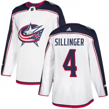 Authentic Adidas Youth Cole Sillinger Columbus Blue Jackets Away Jersey - White