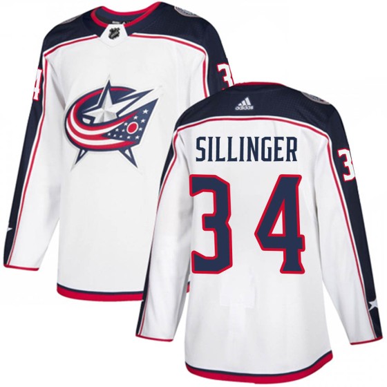 Authentic Adidas Youth Cole Sillinger Columbus Blue Jackets Away Jersey - White
