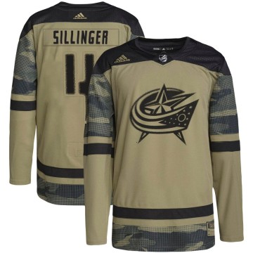 Authentic Adidas Youth Cole Sillinger Columbus Blue Jackets Military Appreciation Practice Jersey - Camo