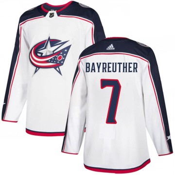 Authentic Adidas Youth Gavin Bayreuther Columbus Blue Jackets Away Jersey - White