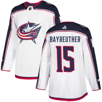 Authentic Adidas Youth Gavin Bayreuther Columbus Blue Jackets Away Jersey - White