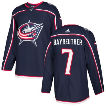 Authentic Adidas Youth Gavin Bayreuther Columbus Blue Jackets Home Jersey - Navy