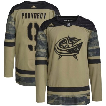 Authentic Adidas Youth Ivan Provorov Columbus Blue Jackets Military Appreciation Practice Jersey - Camo