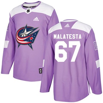 Authentic Adidas Youth James Malatesta Columbus Blue Jackets Fights Cancer Practice Jersey - Purple