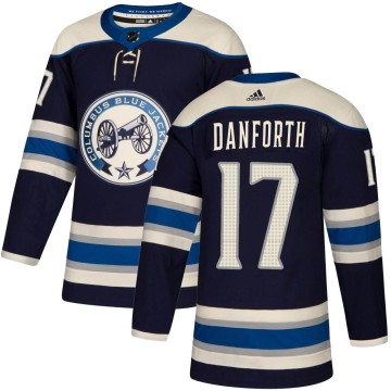 Authentic Adidas Youth Justin Danforth Columbus Blue Jackets Alternate Jersey - Navy