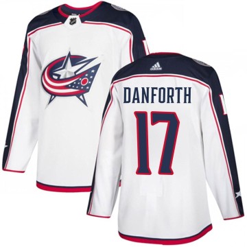 Authentic Adidas Youth Justin Danforth Columbus Blue Jackets Away Jersey - White