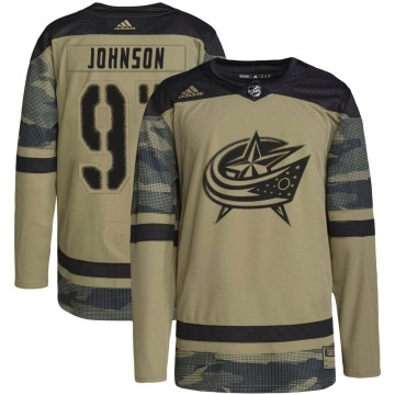 Authentic Adidas Youth Kent Johnson Columbus Blue Jackets Military Appreciation Practice Jersey - Camo