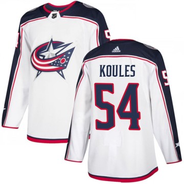 Authentic Adidas Youth Miles Koules Columbus Blue Jackets Away Jersey - White