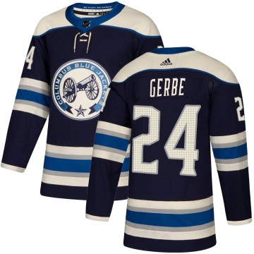 Authentic Adidas Youth Nathan Gerbe Columbus Blue Jackets Alternate Jersey - Navy