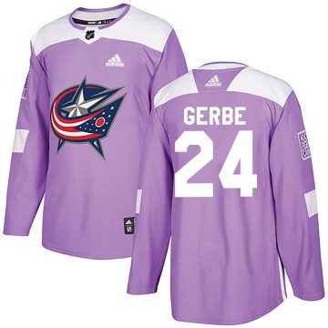 Authentic Adidas Youth Nathan Gerbe Columbus Blue Jackets Fights Cancer Practice Jersey - Purple