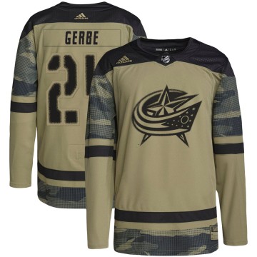 Authentic Adidas Youth Nathan Gerbe Columbus Blue Jackets Military Appreciation Practice Jersey - Camo