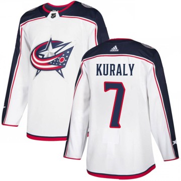 Authentic Adidas Youth Sean Kuraly Columbus Blue Jackets Away Jersey - White