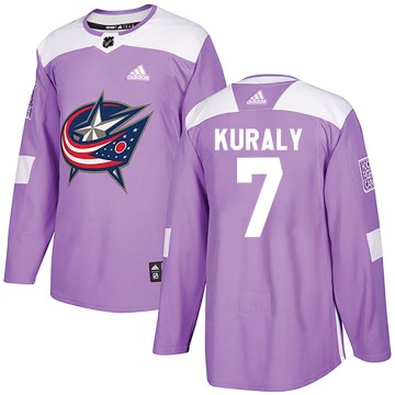 Authentic Adidas Youth Sean Kuraly Columbus Blue Jackets Fights Cancer Practice Jersey - Purple