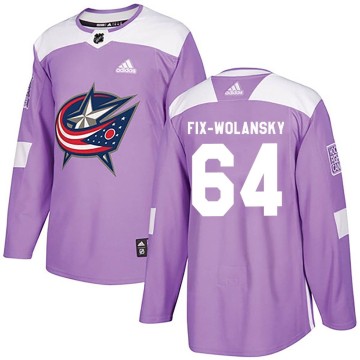 Authentic Adidas Youth Trey Fix-Wolansky Columbus Blue Jackets Fights Cancer Practice Jersey - Purple