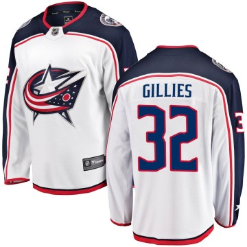 Breakaway Fanatics Branded Youth Jon Gillies Columbus Blue Jackets Away Jersey - White